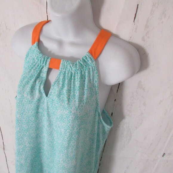 Cabana Life Dress L Large Aqua Orange Surfside Beach Swim Suit Cover Up Pockets - Picture 5 of 8